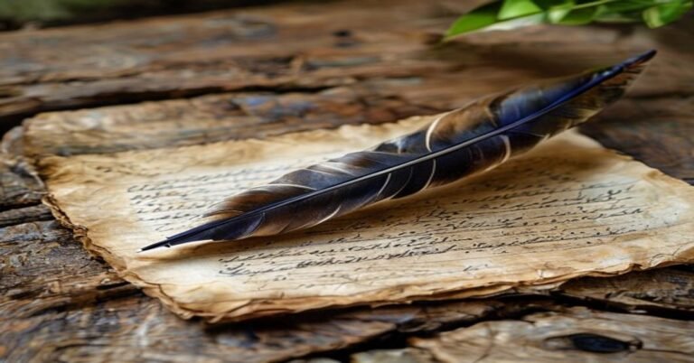 A quill pen on an old historical farm ledger representing the history of worker exhaustion.